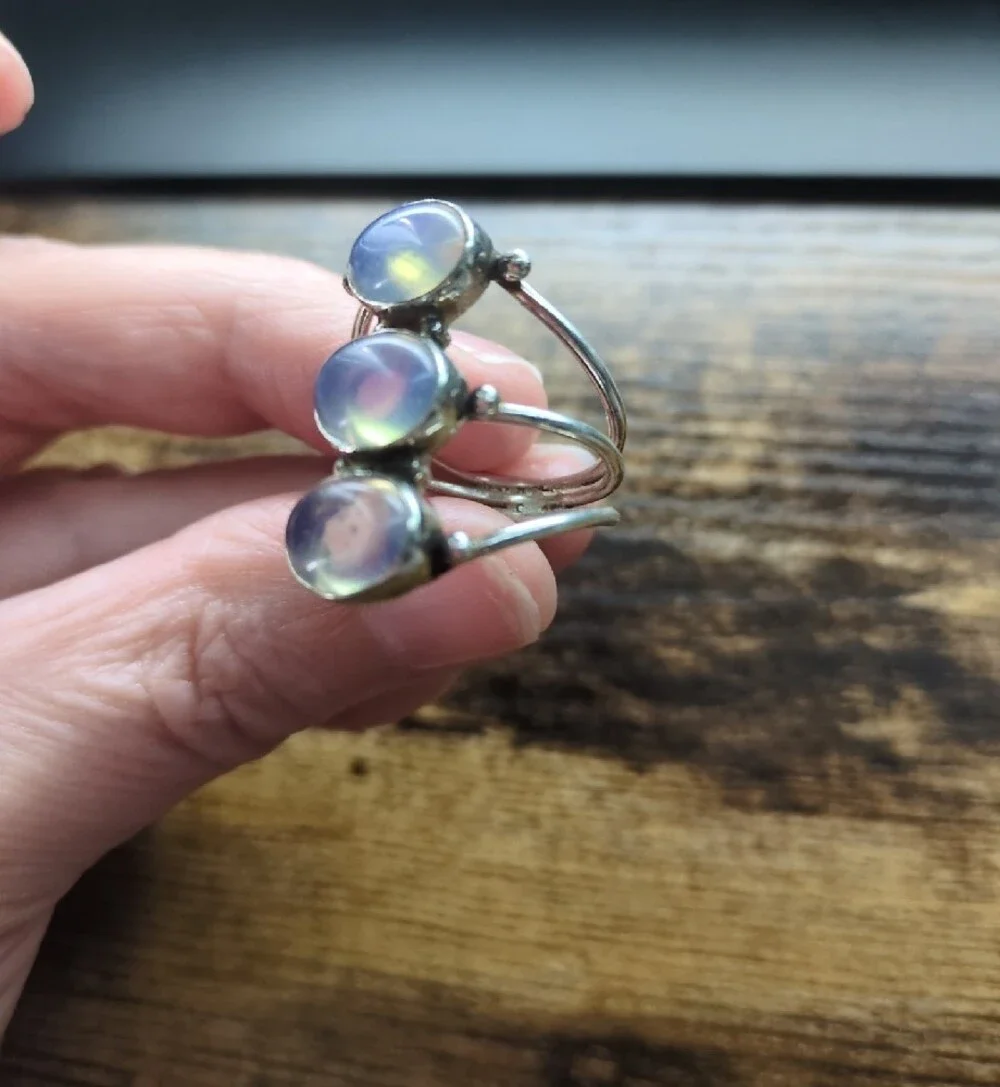 Triple Opal Sterling Ring - Opalescent